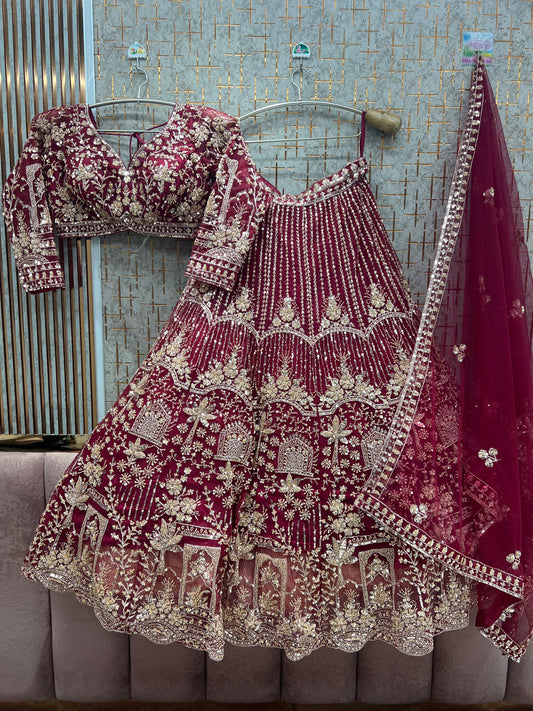 Awesome Hot pink Crop Top Lehenga