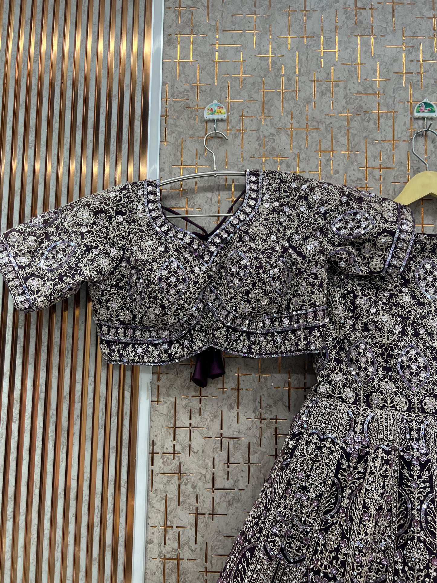 Purple Fish Cut Crop Top Lehenga - Shopping World