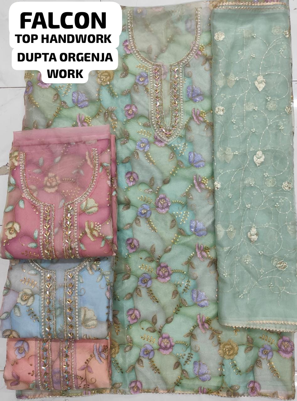 Attractive green unstitched Salwar suits dress material (free size) - Shopping World