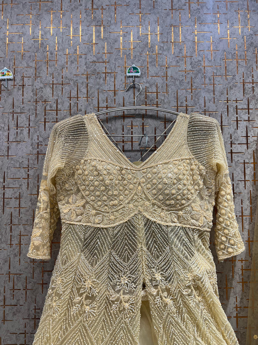 Golden long Dress Farshi Gaharara Dress Special