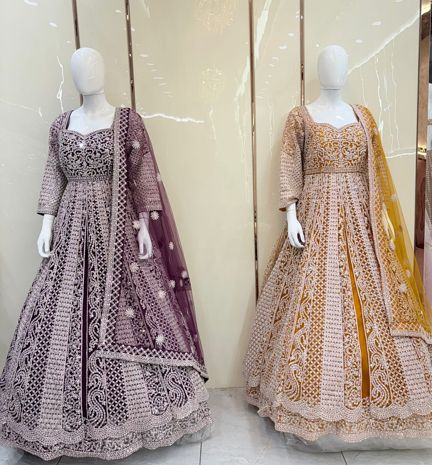 Purple Rust Orange long Dress Farshi Gaharara Dress Special