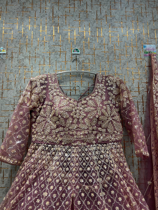 Lavishing pink long peplum Dress Farshi Gaharara Dress Special