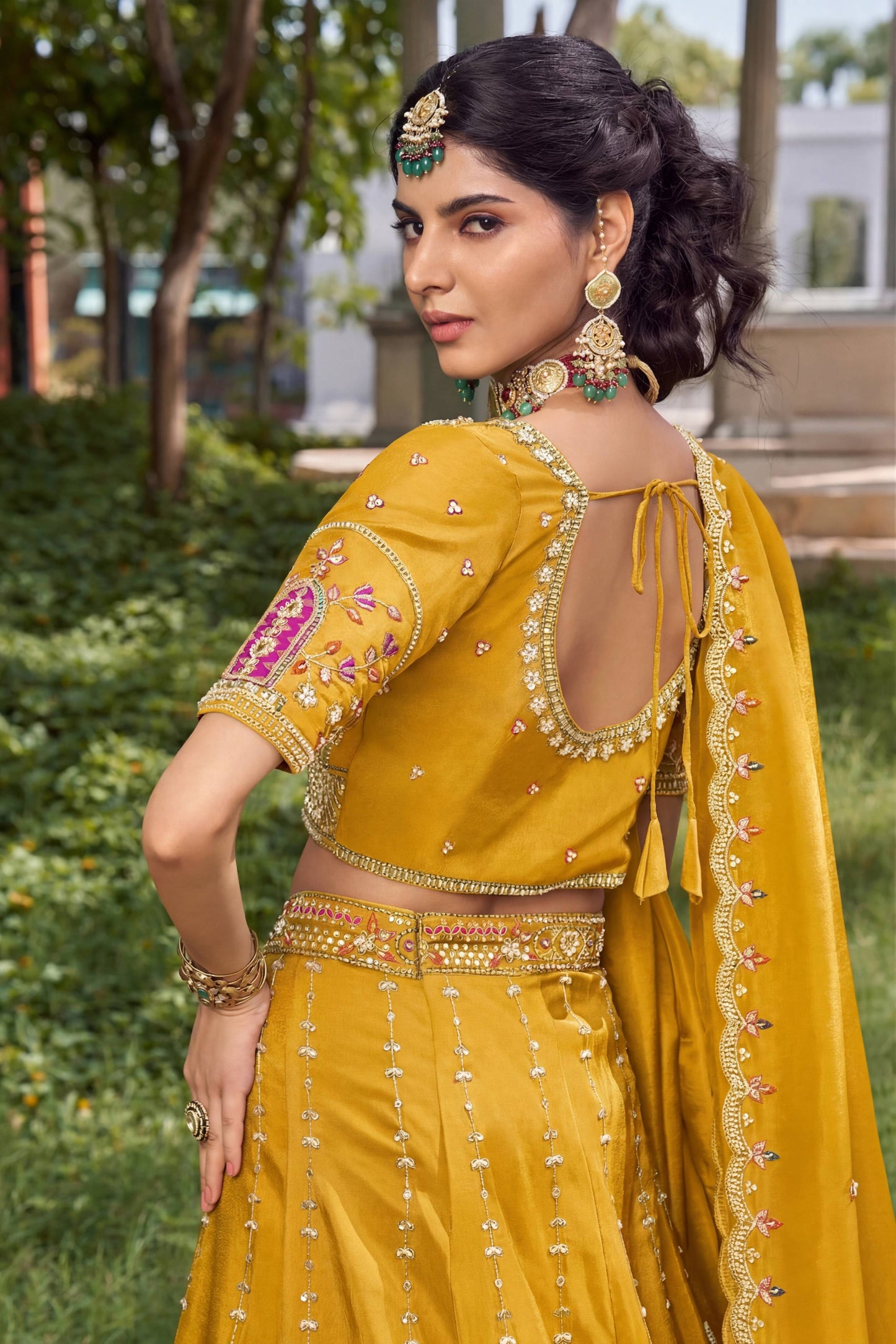 White Tissue Fabric Bead Work Lehenga 1139