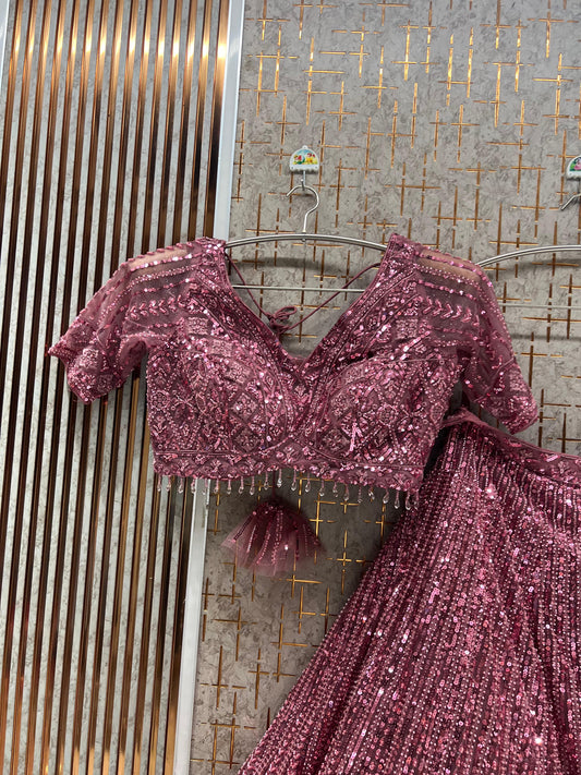 Pink On pink Monotone Crop Top Lehenga
