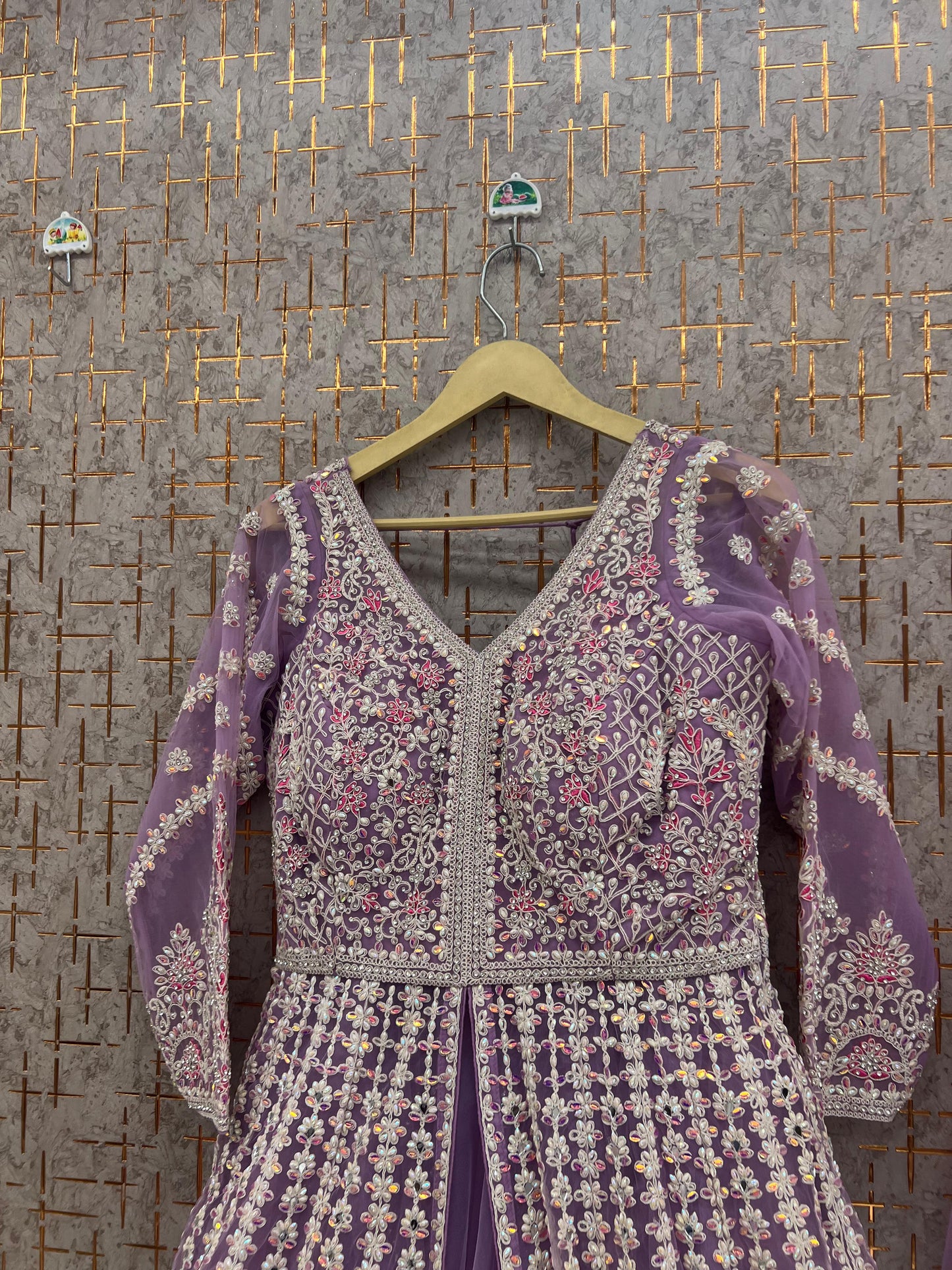 Purple long peplum Dress Farshi Gaharara Dress Special - Shopping World