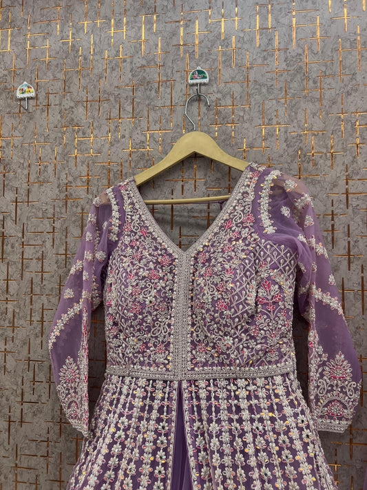 Purple long peplum Dress Farshi Gaharara Dress Special - Shopping World