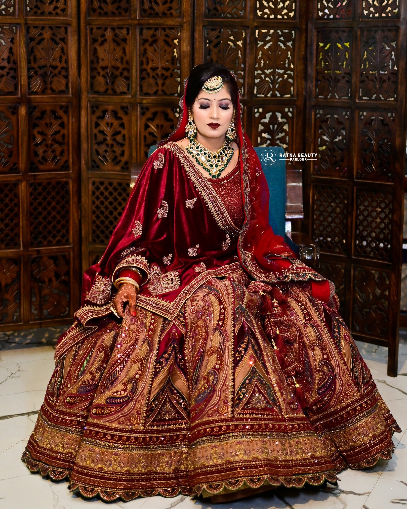 Maroon Bridal Double Dupatta Bridal Lehenga Online Royal Marwari