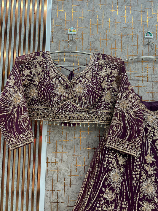 Purple Crop Top Lehenga