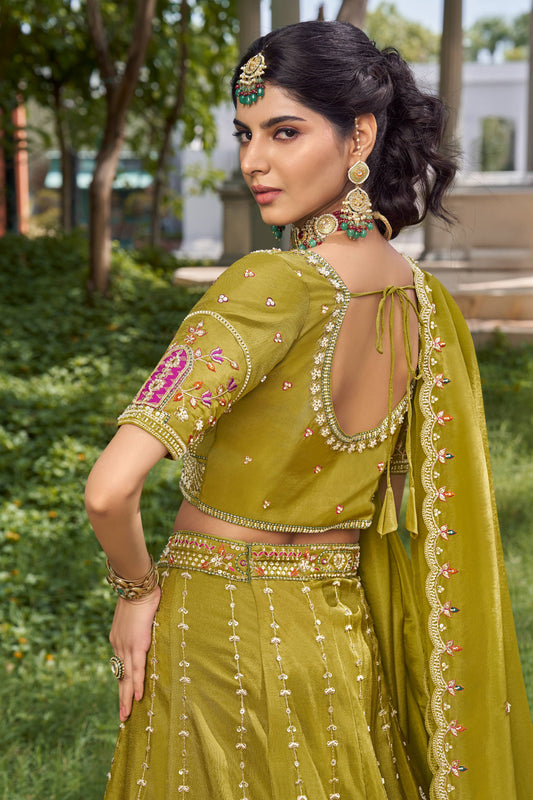 Embellished yellow haldi mehendi Crop Top Lehenga 1139