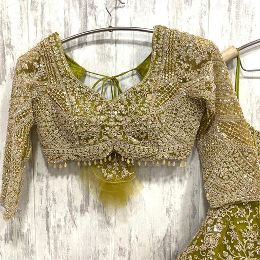 Fantastic mehendi green crop top Lehenga