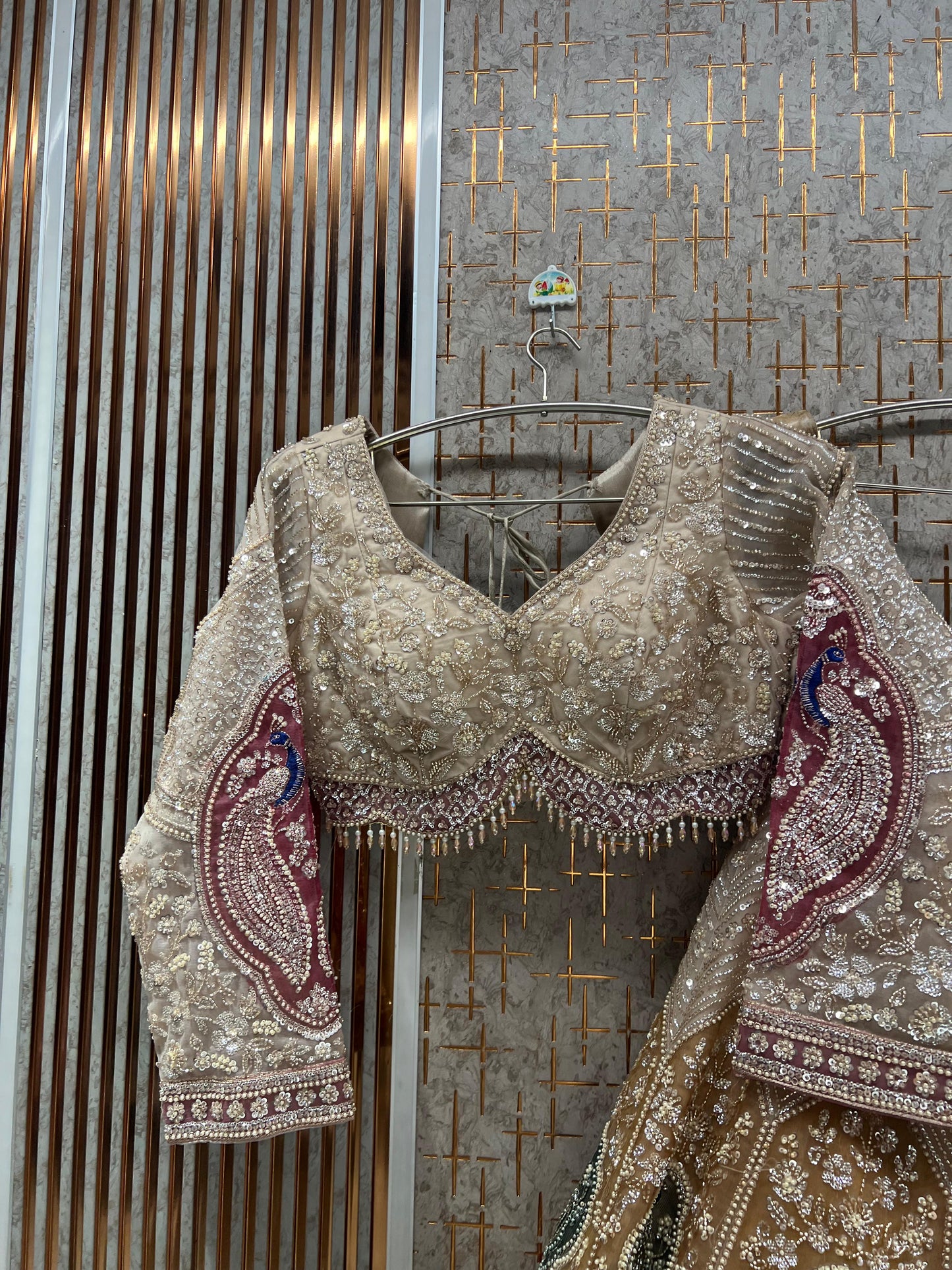 Chiku golden Peacock Crop Top Lehenga