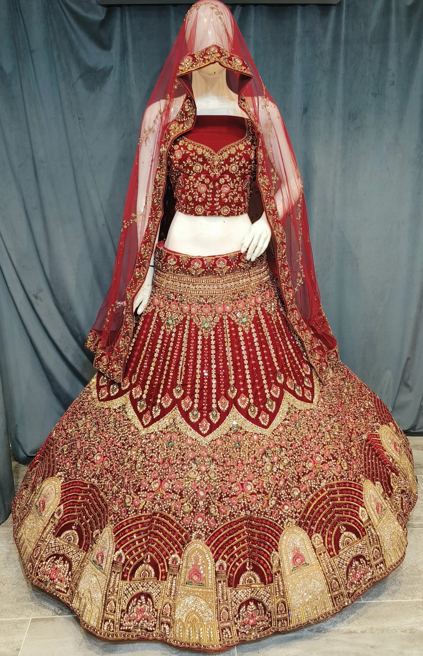 Lovely Red jhumka bridal lehenga ( happy customer)