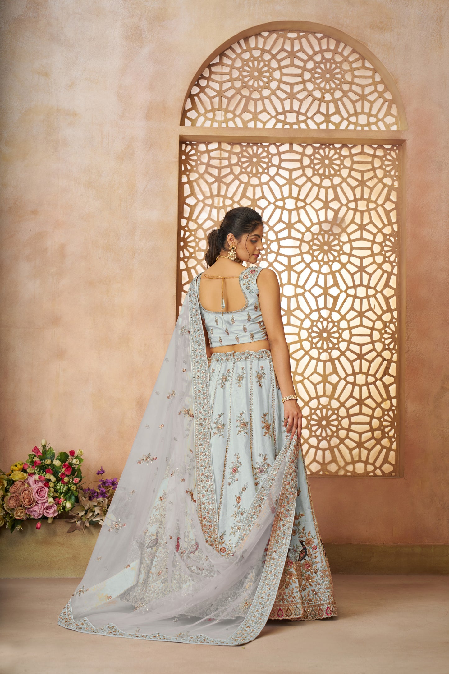 Eye catching sky blue girlish lehenga 35