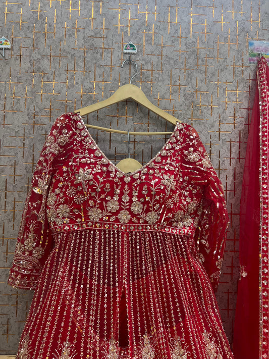 Red Farshi garara muslim Bride Long Indo Dress