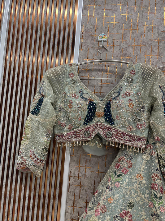 White Peacock Crop top Lehenga - Shopping World