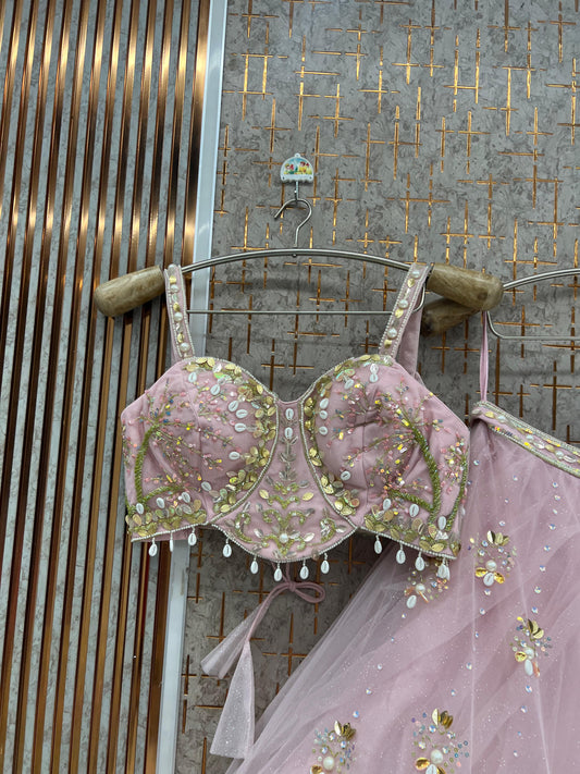 Baby Pink Pdp Crop Top Lehenga