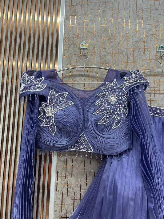 Peach Crop Top Lehenga - Shopping World