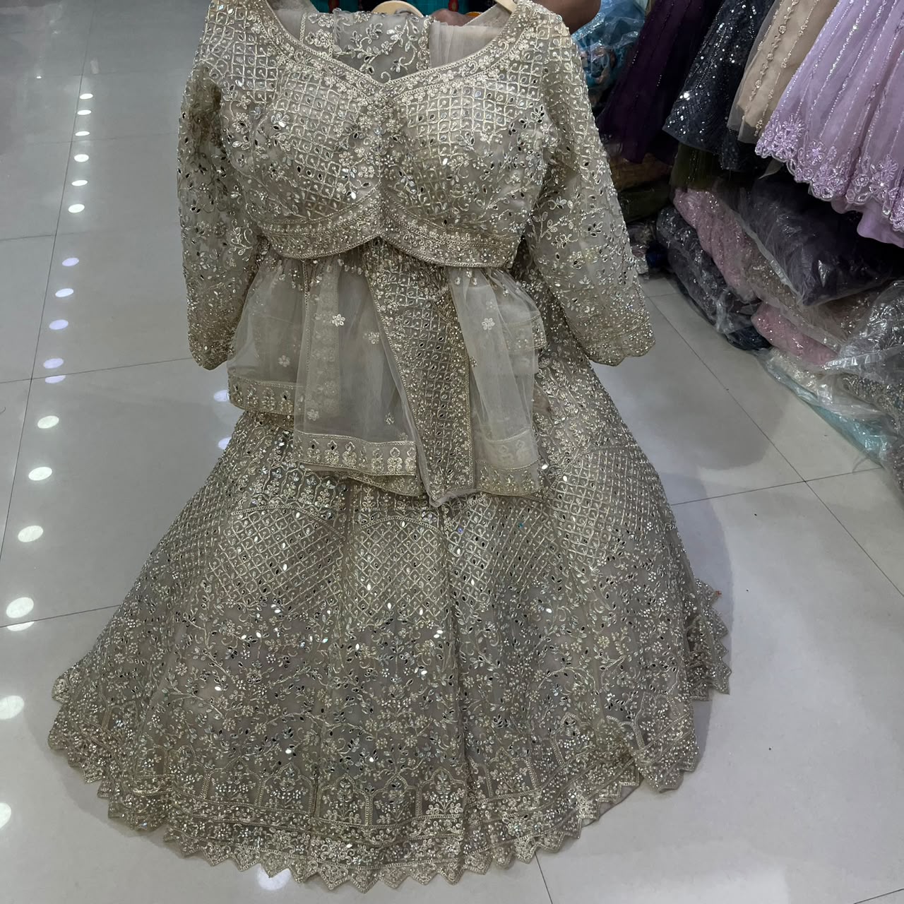 White Crop Top Lehenga