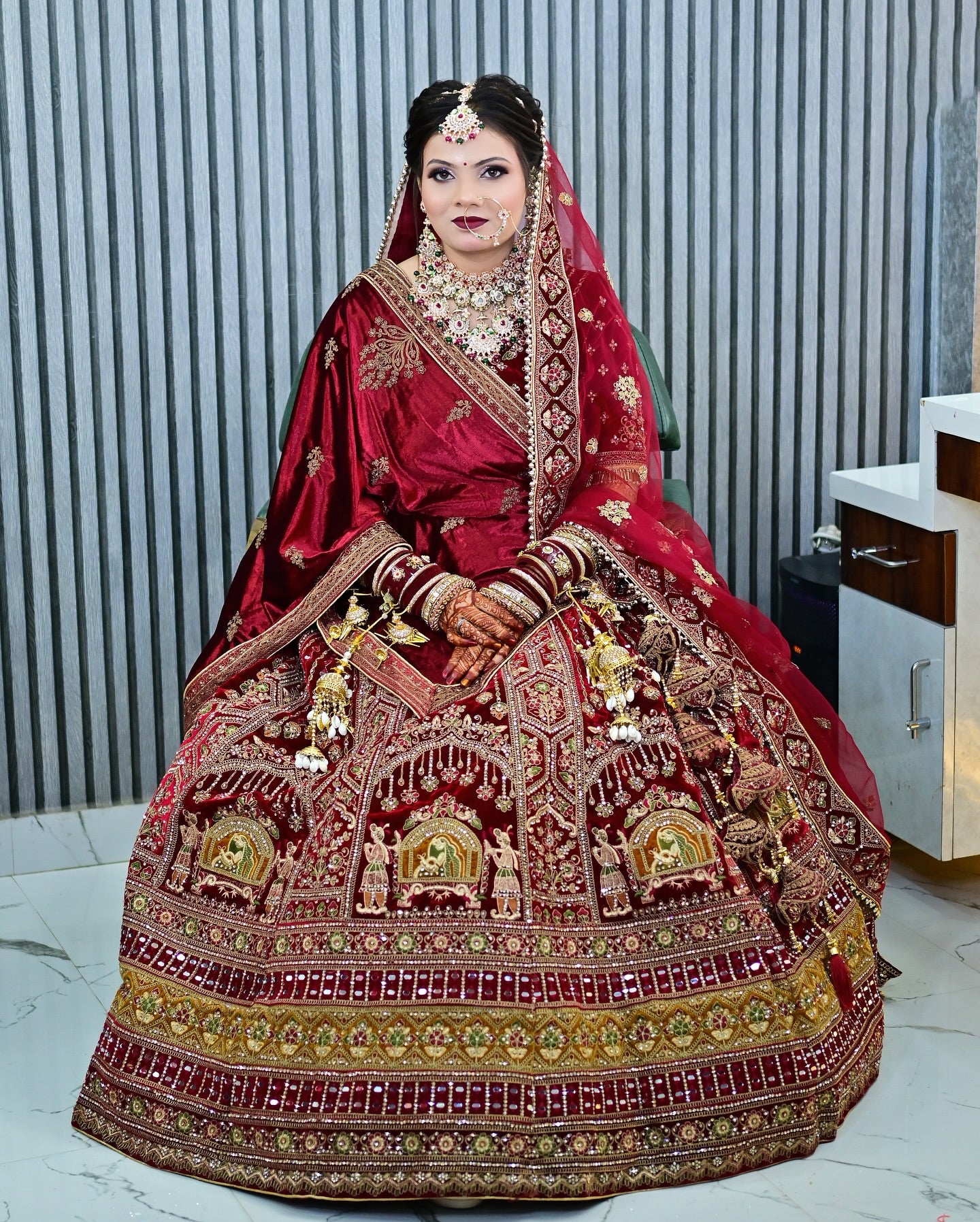 Attractive maroon doli barat bridal lehenga happy customer)