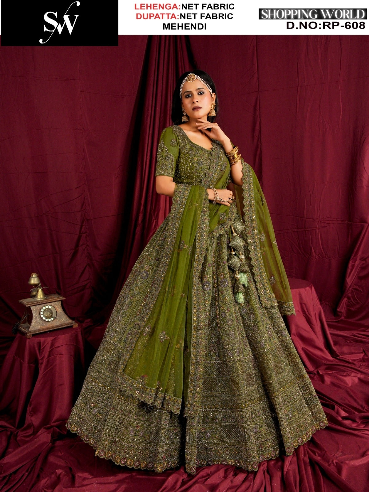 Preciosa lehenga nupcial de red color lavanda