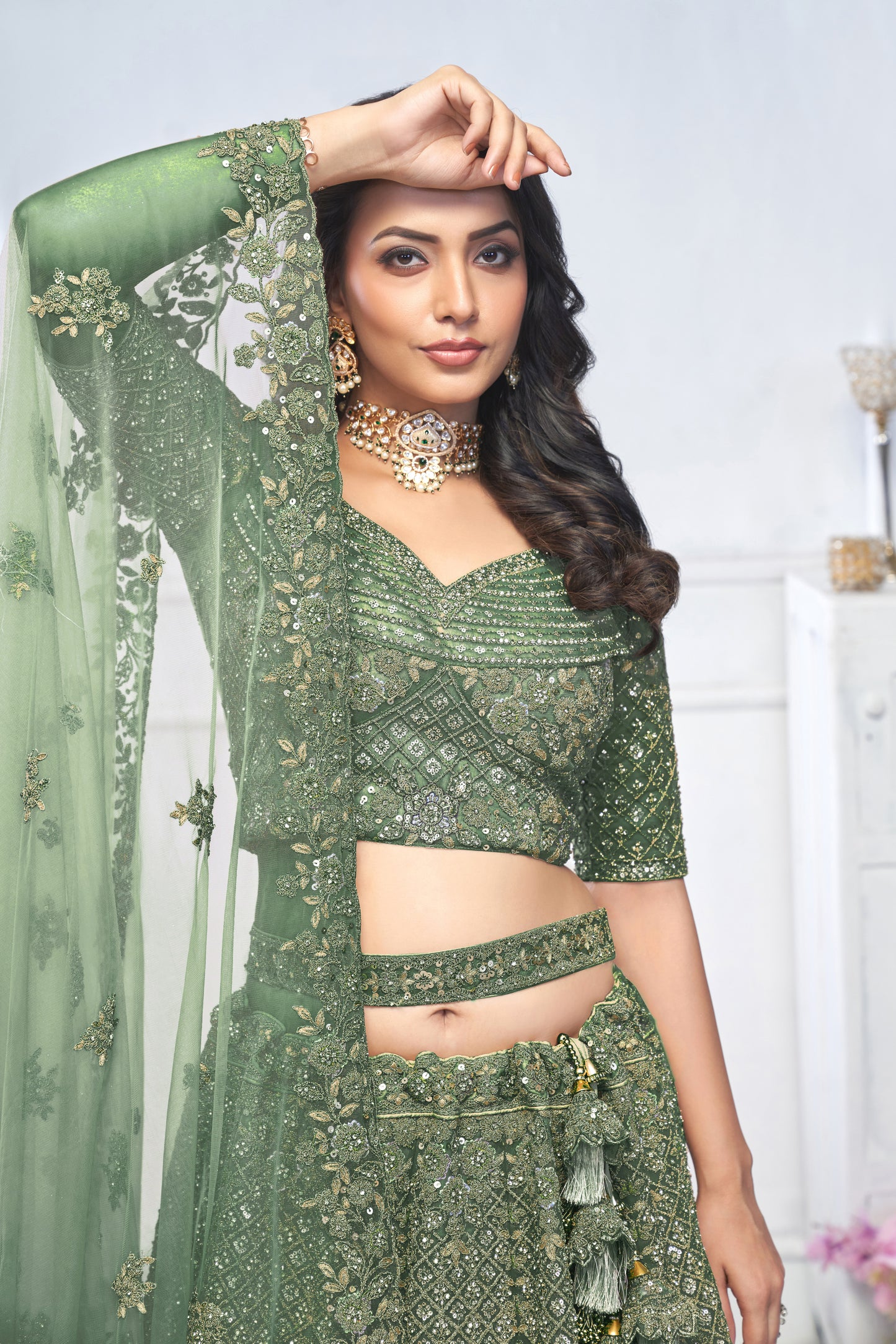 Fantastic green peacock lehenga