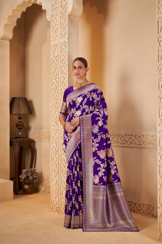 Purple Tussar Silk Saree 6073