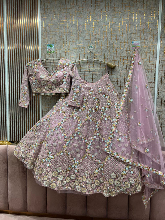 Amazing Pink Crop top Lehenga