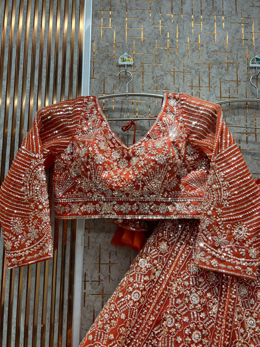 Pretty Orange crop top Lehenga