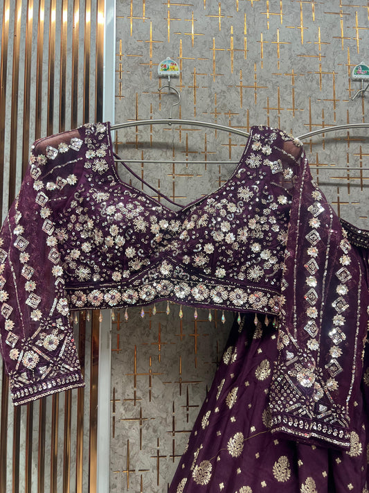 Purple Crop Top Lehenga
