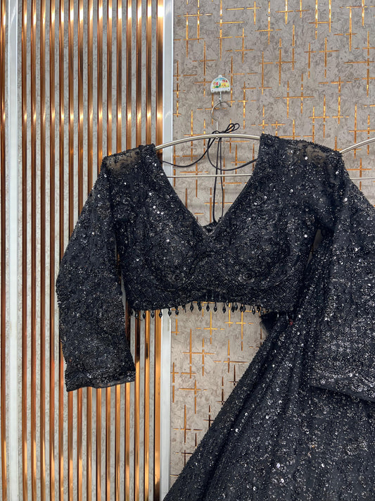 Black Crop Top Lehenga