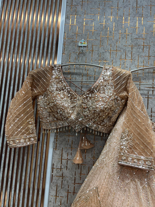 Awesome pink peach Double Shade crop Top Lehenga