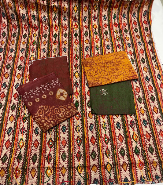 Khoobsurat mustard suit dress material (free size)