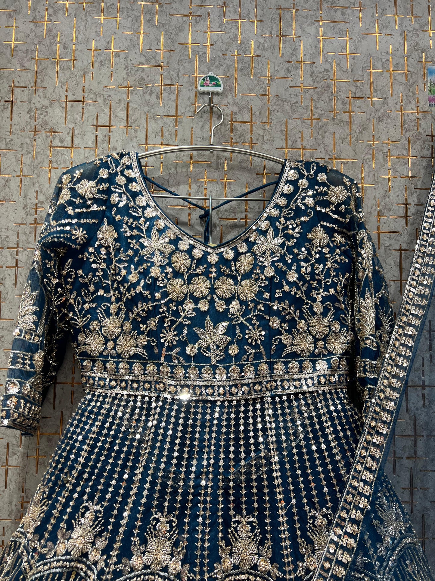 Sky Blue Farshi garara muslim Bride Long Indo Dress