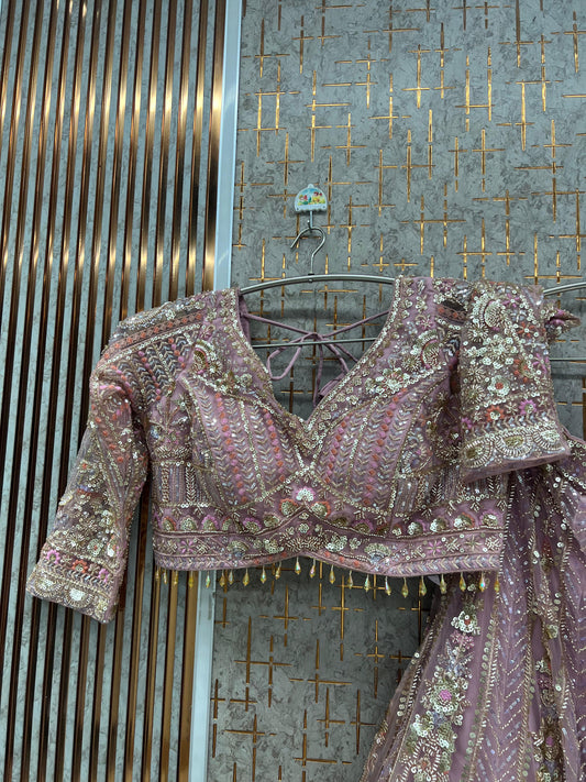 Baby Pink Crop Top Lehenga