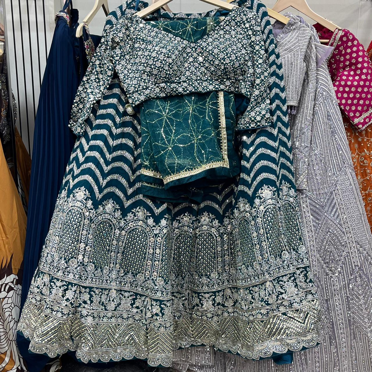 Dark Blue Crop Top Lehenga