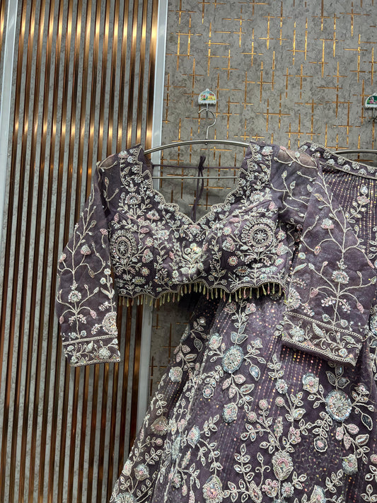 Lovely Lilac Crop Top Lehenga