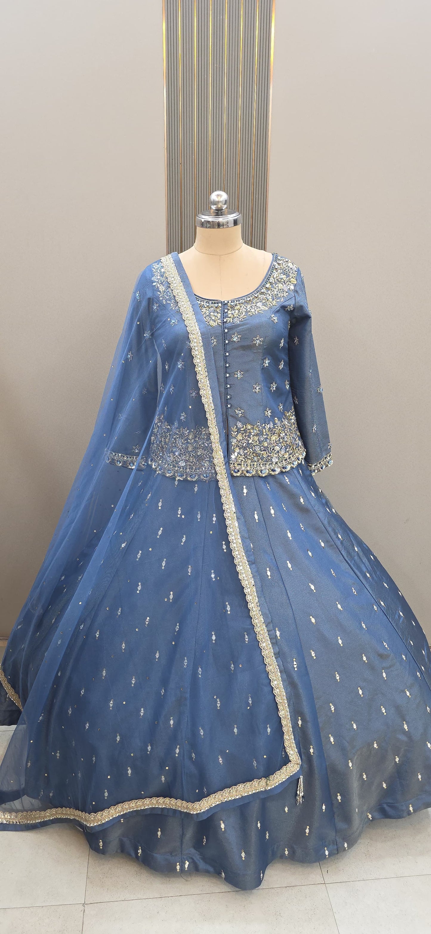 Designer Pink Ready to Wear Long Crop top Lehenga