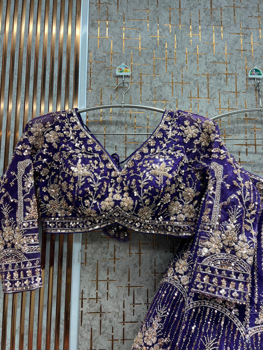 Delightful Purple Crop Top Lehenga