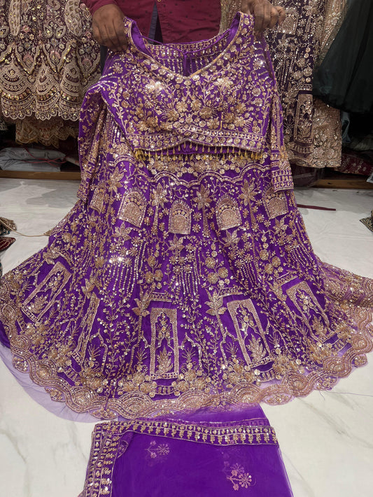 Sky Blue Crop Top Lehenga - Shopping World