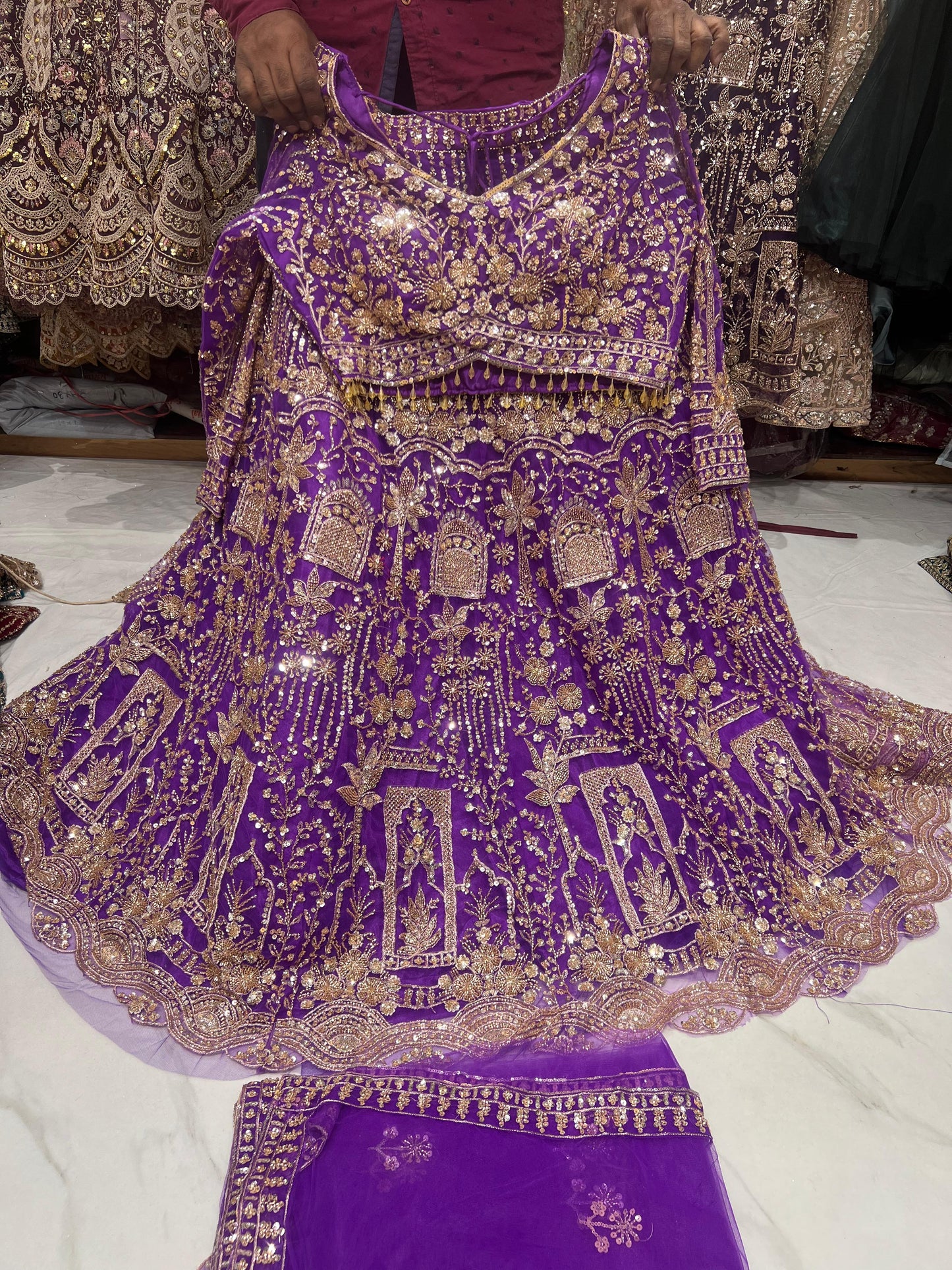 Sky Blue Crop Top Lehenga - Shopping World