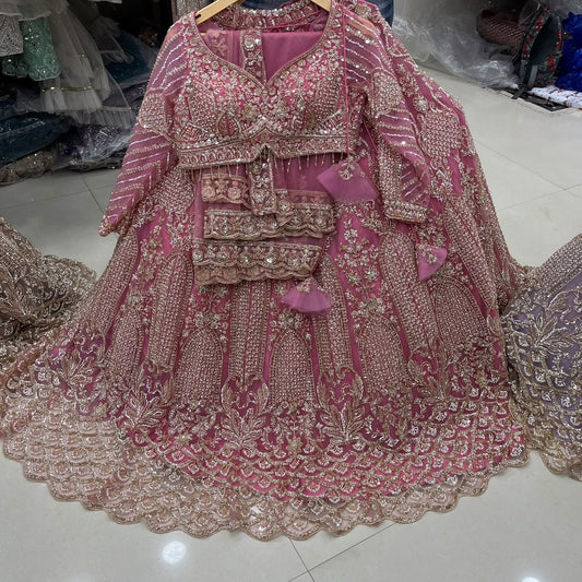 Golden Big Flare Crop Top Lehenga