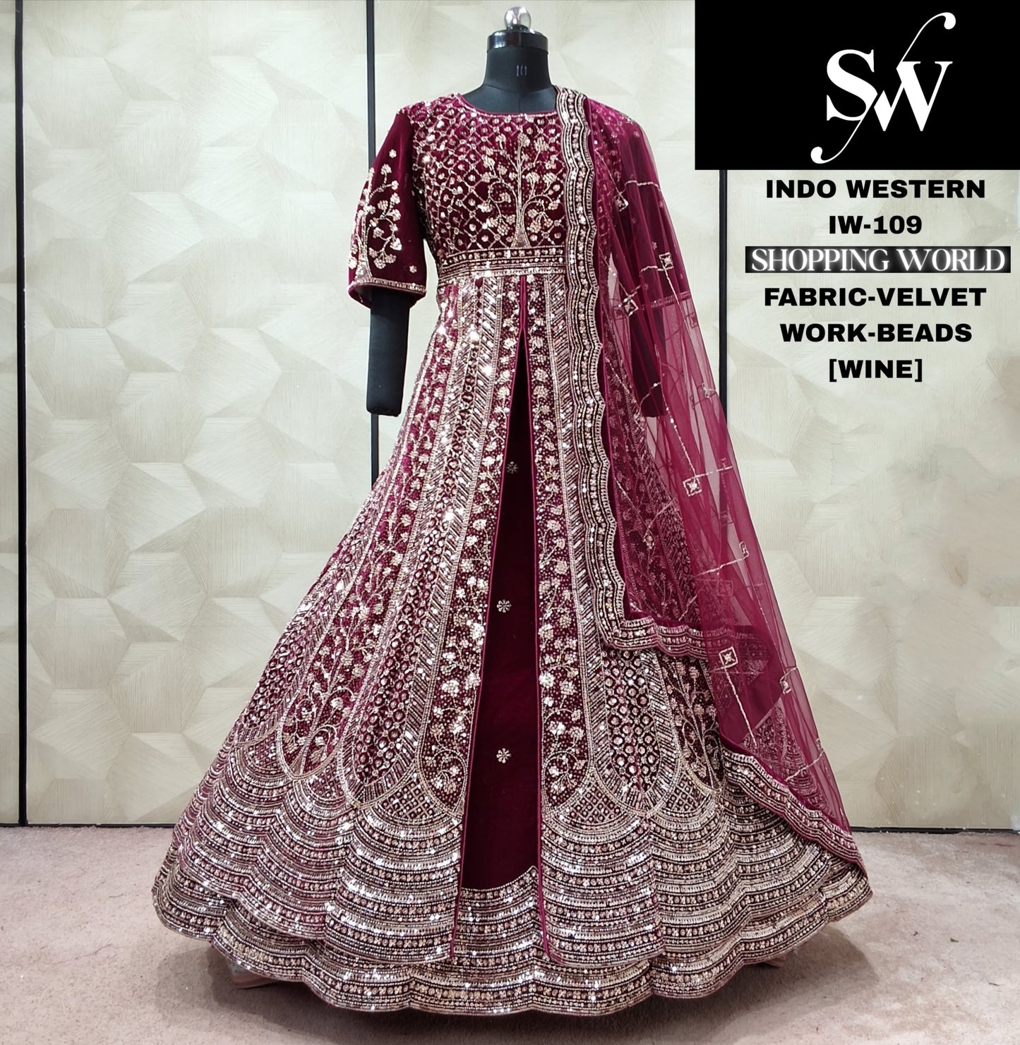 Dark Maroon peplum long Dress Farshi Garara Dress Special