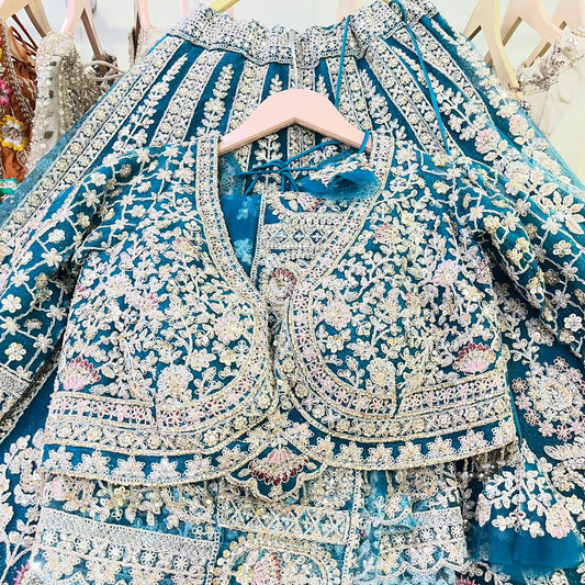 Blue Crop Top Lehenga
