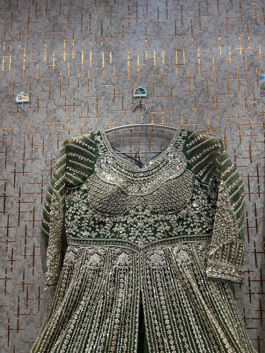 Lavishing pista green peplum long Dress Farshi Gaharara Dress Special