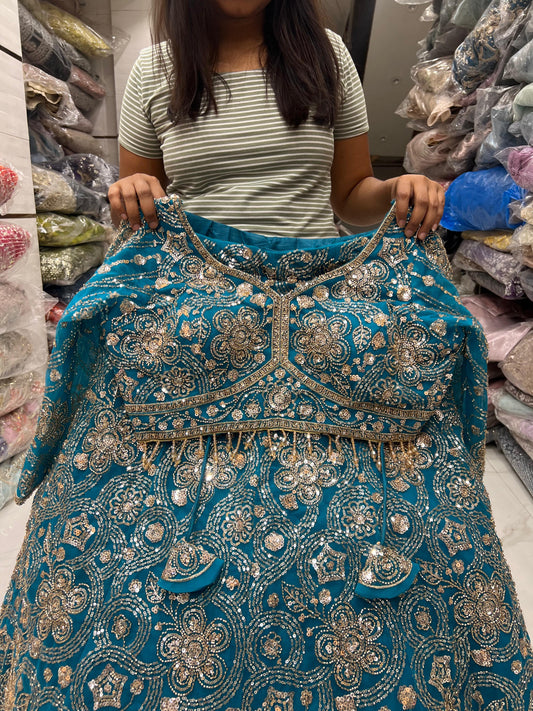 Sky Blue Crop Top Lehenga