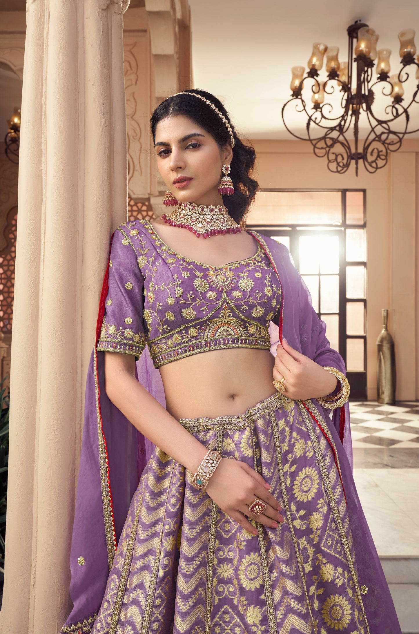 Pleasing onion pink Lehenga 1155