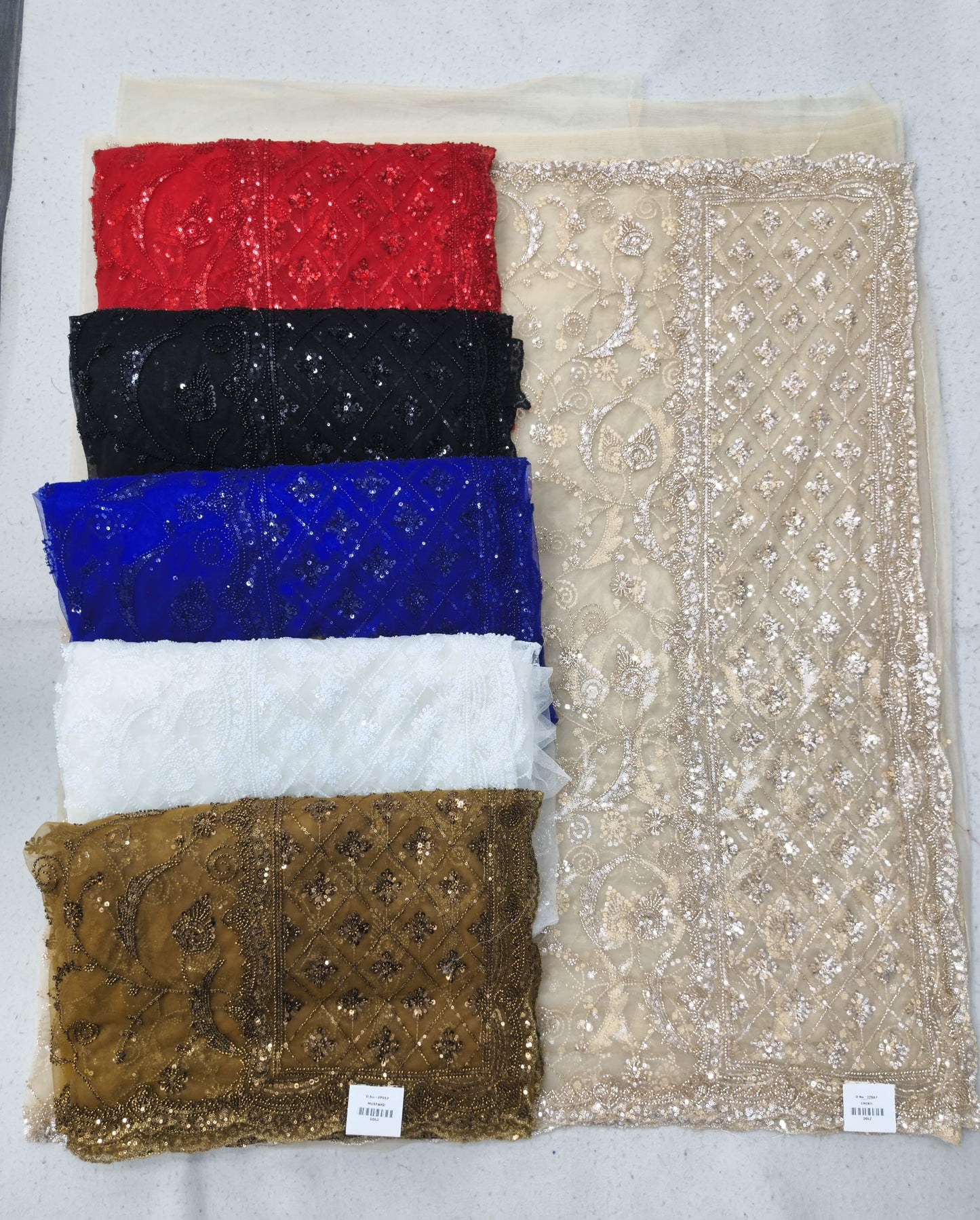 White Red black White Golden Saree