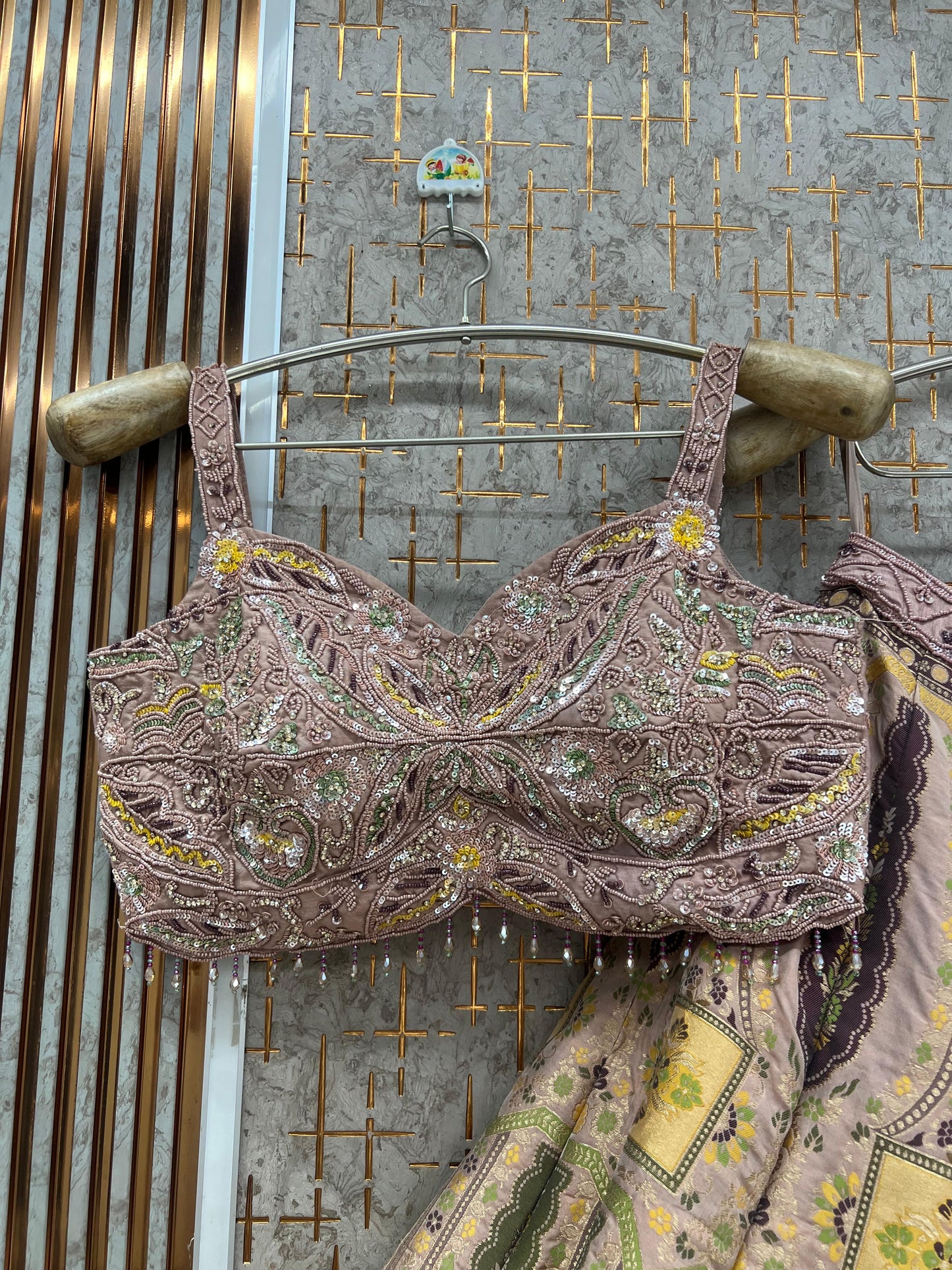 Multicolour Pink Peach Crop top Lehenga - Shopping World