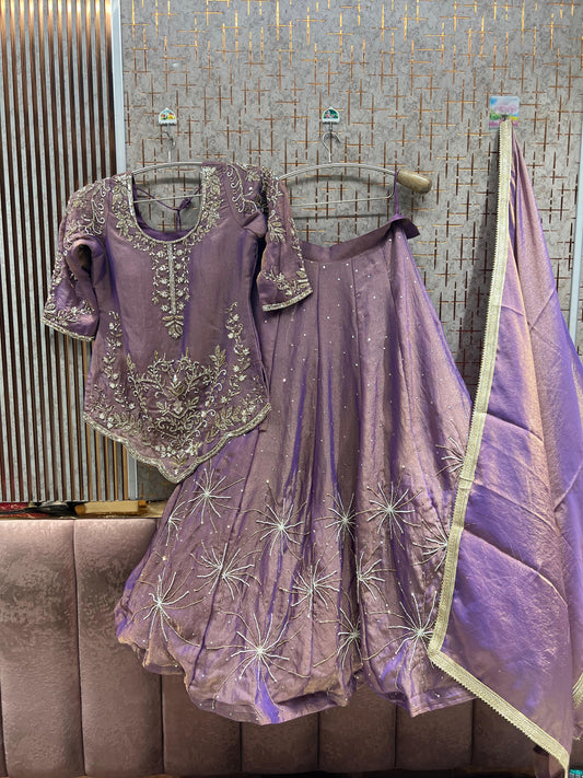 Sky Blue Crop Top Lehenga
