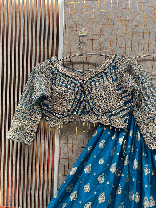 Sky Blue Crop Top Lehenga